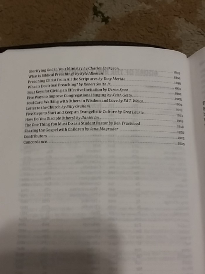 Pastor's bible table of contents 2